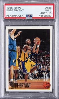 1996-97 Topps #138 Kobe Bryant Signed Rookie Card – PSA NM 7/Auto 10